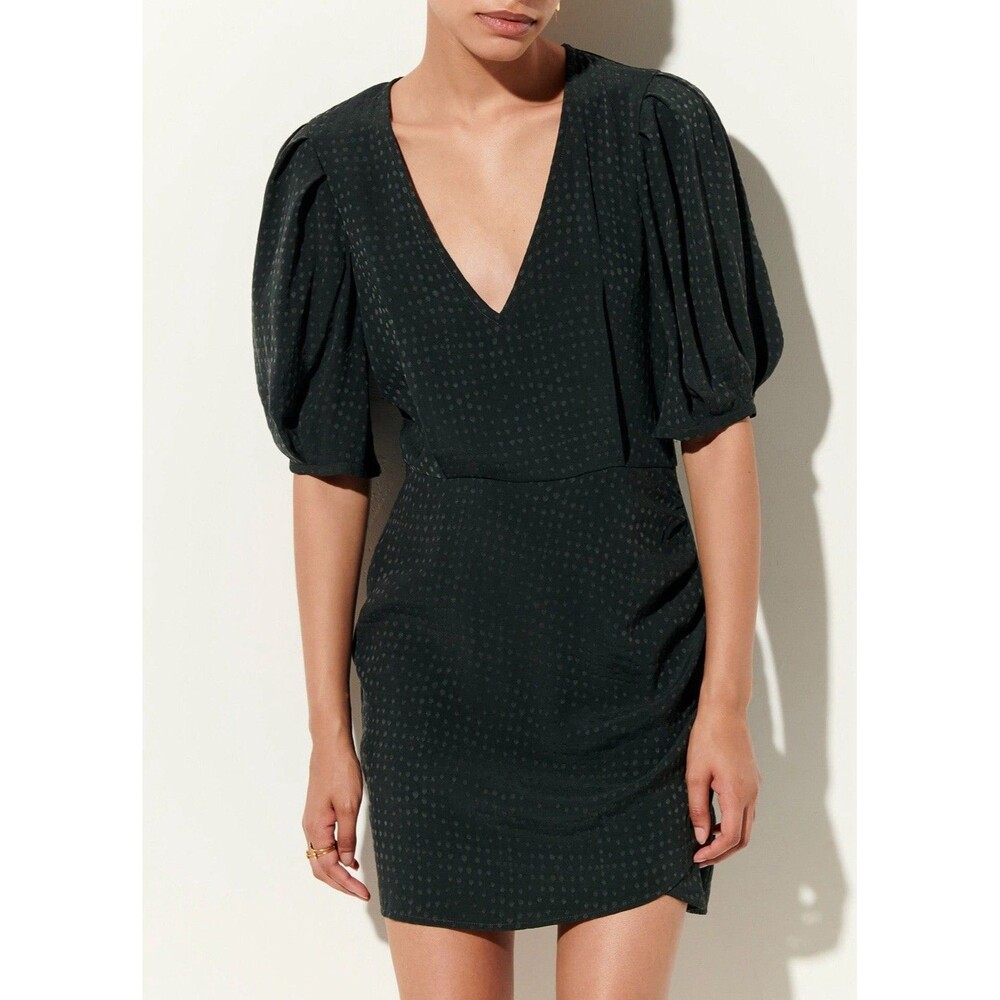 Sessun Malicia Dress in Dark Fumo V Neck Viscose Size Small